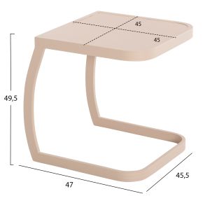 Side table for Rickon chaise longue Hm6324.04 aluminum in champagne color 45.5x47x49.5hcm.