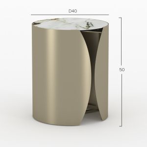 Round side table Obsession Sm18090 ceramic top with glass-metal legs Φ40x50cm.