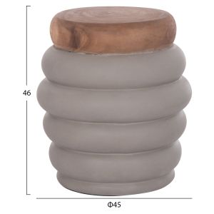 Помощна маса Puffat Hm18172.03 фибро цимент с плоч от сив тик Φ45x46в см.