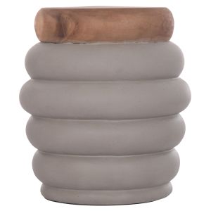 Помощна маса Puffat Hm18172.03 фибро цимент с плоч от сив тик Φ45x46в см.