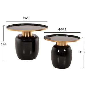 Помощни маси 2бр Fryn Hm9662 метални емайл лак в кафяво и златно D60 / D50,5cm