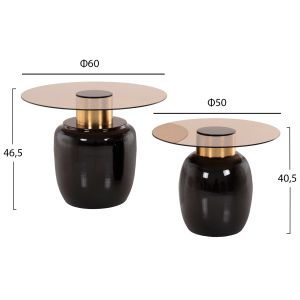 Помощни маси 2бр Fryn Hm9663 метални емайл лак- кафяво D60 /d50cm