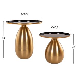 Помощни маси 2бр Hm9661 метални емайл лак черно и златно D50,5 /d40,5cm