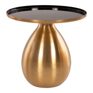 Помощни маси 2бр Hm9661 метални емайл лак черно и златно D50,5 /d40,5cm