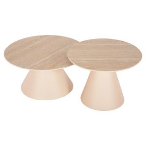 Side tables 2pcs Nanza metal in cream-beige ceramic top Φ50&amp;amp;amp;amp;amp;amp;amp;φ60 Cm Hm9927
