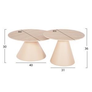 Side tables 2pcs Nanza metal in cream-beige ceramic top Φ50&amp;amp;amp;amp;amp;amp;amp;φ60 Cm Hm9927