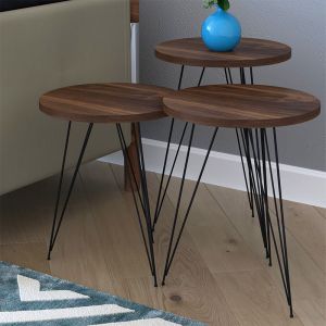 Side tables Merci set of 3 walnut/black