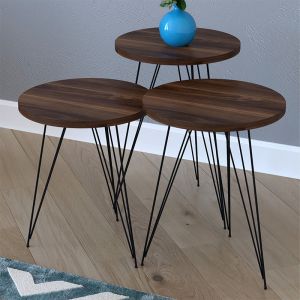 Side tables Merci set of 3 walnut/black
