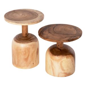 Помощни маси Pumbe сет от 2 бр. масивно дърво суар D38.5cm D39.5cм Hm10710