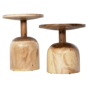 Помощни маси Pumbe сет от 2 бр. масивно дърво суар D38.5cm D39.5cм Hm10710