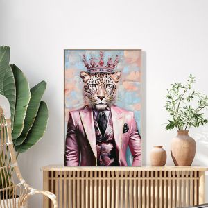 Поп арт картина Lord Leopard платно с бежова Ps рамка леопард Hm4540 82x4,5x122hcm.