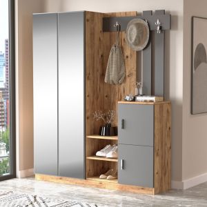Doorse melamine coat rack, dark gray/sonoma color, 147.5x35x180cm