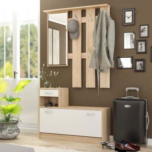 Jamie coat rack, white/natural, 100x27.5x187cm