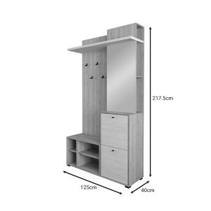 Louisen melamine coat rack white/oak 125x40x217.5cm