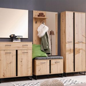 Portmanteau Sardinia artisan oak / black 79x19.5x132.5cm