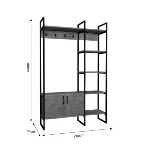Thoj coat rack made of melamine and metal, anthracite/black color 120x34x180cm