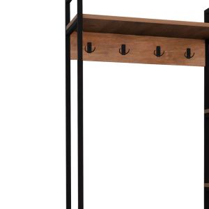 Thoj coat rack made of melamine and metal, oak/black color 120x34x180cm