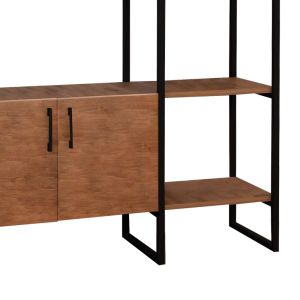 Thoj coat rack made of melamine and metal, oak/black color 120x34x180cm