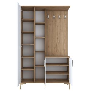 Zozmo melamine coat rack, white/walnut, 120x37.5x198.6cm