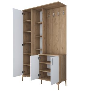 Zozmo melamine coat rack, white/walnut, 120x37.5x198.6cm