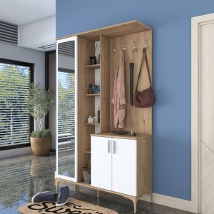 Zozmo melamine coat rack, white/walnut, 120x37.5x198.6cm