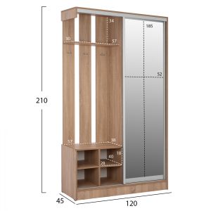 Wardrobe with sliding door and mirror, Sonoma color Hm2424