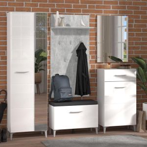 Coat rack with mirror Como white lacquer 68.5x36.5x98cm
