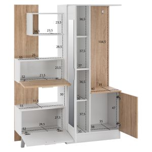 Coat rack with mirror Hm2265 125.5x37.5x166.5cm