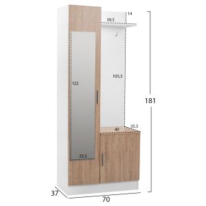 Portmanto with mirror Janice color white and mocha Hm2264