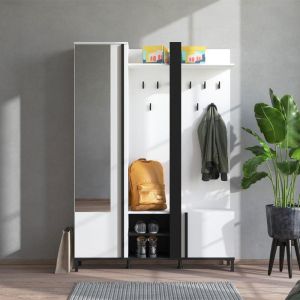 Portmanto with mirror Nino Surfside-matt black 134.5x33x192cm