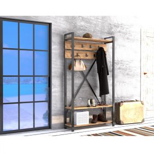 Coat rack black metal structure Hm8943, 01 90x34x180cm