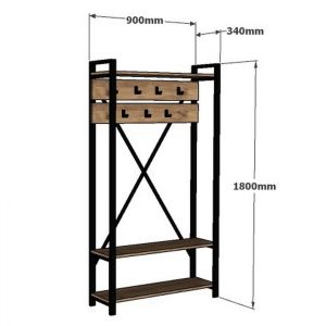 Coat rack black metal structure Hm8943, 01 90x34x180cm