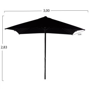 Professional aluminum umbrella 3x3x2.83m with acrylic fabric in black color Hm6026.03