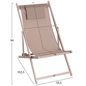 Professional lounge chair Kea aluminum and textile in champagne color 59.5x102.5x94h Hm5076.03