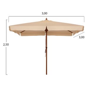 Professional umbrella 3x3m with wooden frame Hm6022 in beige color