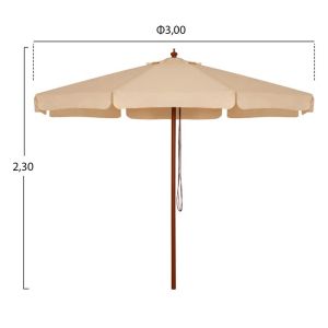 Professional umbrella 3m with wooden frame Hm6020 in beige color