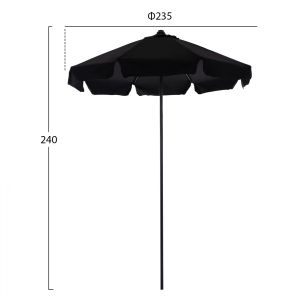 Professional umbrella Darwin 2.35m gray with black acrylic canvas Hm6000.03