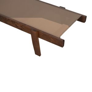 Professional Creta lounger made of walnut beech and mocha textile 200x61-66x31-91 cm. Hm10356.06