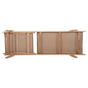Professional chaise longue made of beech, chalk, in natural color and mocha textile 200x61-66x31-91 cm. Hm10356.05