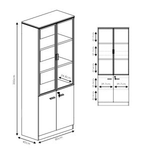 Professional office cabinets Oscar walnut-anthracite 160x40x200cm
