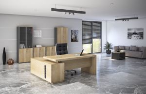 Professional Executive Minimal melamine desk with right angle 200x170x75cm