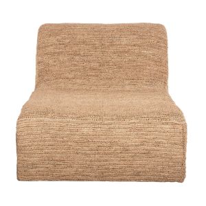 Bibloc pouf-chaise lounge with teak frame and hydrohyacinth upholstery, 84x118x73cm Hm5989