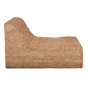 Bibloc pouf-chaise lounge with teak frame and hydrohyacinth upholstery, 84x118x73cm Hm5989