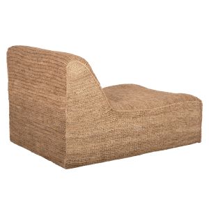 Bibloc pouf-chaise lounge with teak frame and hydrohyacinth upholstery, 84x118x73cm Hm5989