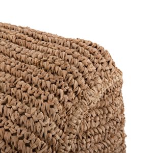 Bibloc pouf-chaise lounge with teak frame and hydrohyacinth upholstery, 84x118x73cm Hm5989