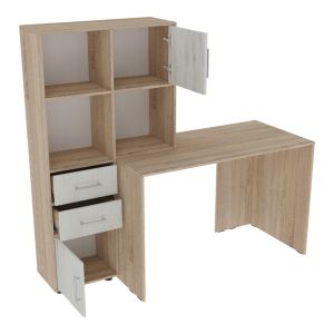 Scarlet desk-library in sonoma-white color 161x60x150cm