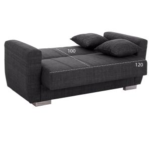 Two-seater sofa bed Hm3241.03 with gray fabric 150x84x88cm