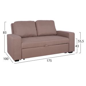 Two-seater sofa bed Kanna beige textile Hm3082,04