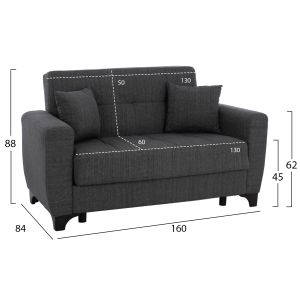 Sofa bed 2 seats gray Hm3243,03