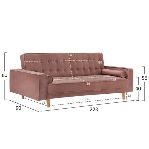 Sofa bed Salvador rose ash Hm3150,12 224x88x84cm